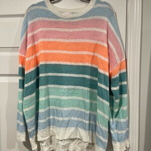 Pink Lily Pastel Striped Crew Neck Sweater
